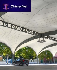 Metal frame tensile structure Cross Vaultarchroofwith polyester membrane