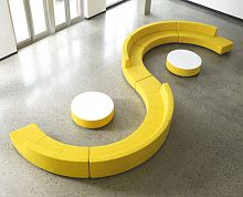 Modular upholstered bench KONTOURcontemporaryfabricfor public building
