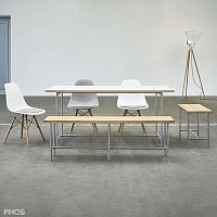 Contemporary dining table KATI-E1-200x90-MWmelaminestainless steel baserectangular