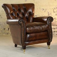 Chesterfield armchair COLERIDGEleatherfabricon casters