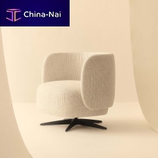 Contemporary armchair MIKIfabricleatherbeige