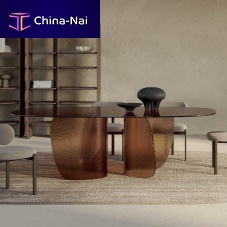 Contemporary table Blurglassglass baseoval