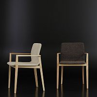 Contemporary chair GARDA fabricleatherwooden base