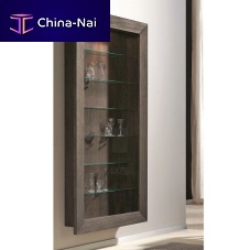 Contemporary display case T-804wall-mountedglasswalnut