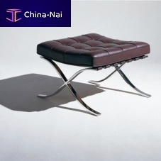 Contemporary footrest Barcelona®leatherpolished steelby Ludwig Mies Van Der Rohe