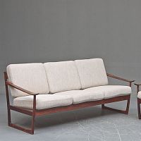 Scandinavian design sofa 1960-69fabricbeigerosewood base