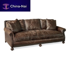 Traditional sofa ARAN ISLES leatherbrown3-seater