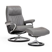 Contemporary armchair CROWN SIGNATUREleatherfabricwith footrest