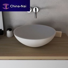Countertop washbasin CRISTALPLANT ESFERASolid Surfaceroundcontemporary
