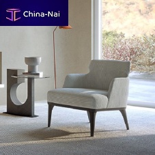 Contemporary relaxing armchair PO80 SHAPEfabricwoodenbeige