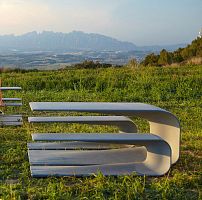 Contemporary table and bench set GRASSHOPPERconcretegardenoutdoor