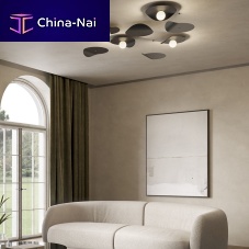 Contemporary ceiling light FLOW glassmetalLED