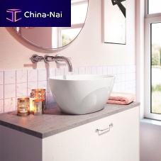 Countertop washbasin CONTENTO®Solid Surfacehigh-glosswithout hole