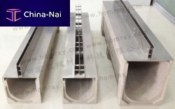 Drainage channel with central slot FHR SERIESwith gratingconcretepolymer