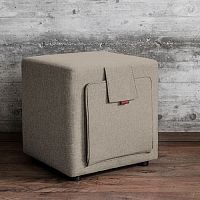 Contemporary pouf Tuckfabricsquarewith storage compartment