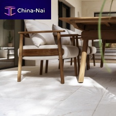 Contemporary dining chair Pomalo outdoorfabricteak base