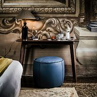 Contemporary pouf Casablancafabricleatherround