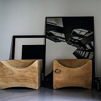 Contemporary chair LOG indoorcedarsolid wood base