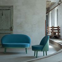 Traditional sofa PALTO'fabricleatherblue