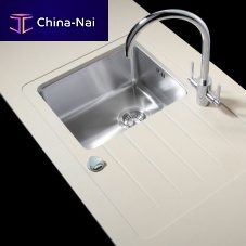 Single-bowl kitchen sink with drainboardstainless steelundermount