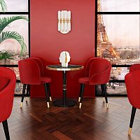 Contemporary dining chair ROSEindoorvelvetlacquered wood base