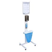 Hygiene station on casters HECO-01with hand sanitizer holderwith glove box