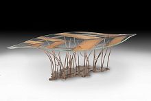 Contemporary table LEAF VENEZIAwoodenglassmetal