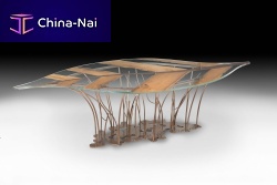 Contemporary table LEAF VENEZIAwoodenglassmetal