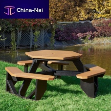 Contemporary picnic table RCPHEXrecycled plastichexagonalfor public space