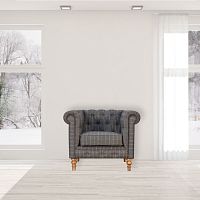 Chesterfield armchair PEWTER TWEEDfabricsolid woodhandmade