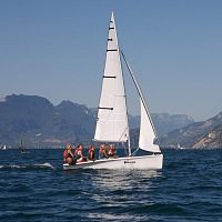Sport keelboat sailboat Topaz OMEGAwith bowsprit