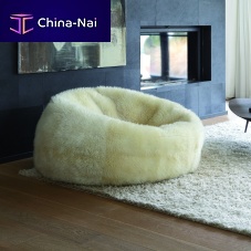 Contemporary bean bag Beanbagsheepskinwhitewith armrests