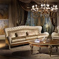 Chesterfield sofa DI23 VANITY velvetleatherbeige