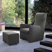 Contemporary armchair MULTIBEDleatherfabricwith footrest