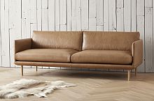 Contemporary sofa LINGERfabricleatherbrown