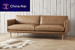 Contemporary sofa LINGERfabricleatherbrown