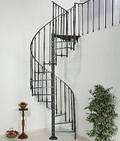 Spiral staircase C 122glass stepsteel framehome