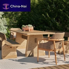 Contemporary dining table DELRIOteakropewooden base