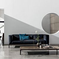 Contemporary sofa SLIMfabricleathersynthetic leather