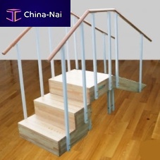 Straight rehabilitation staircase WMM175 with 2 handrailswith ramp