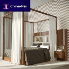 Canopy bed MALAQUAISdoublecontemporarywith upholstered headboard