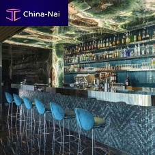 Contemporary bar stool AMARETTOpolyurethane foammetal basesolid wood base