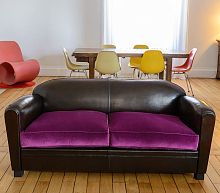 Traditional sofa Chitenayfabricleatherbrown