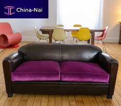 Traditional sofa Chitenayfabricleatherbrown