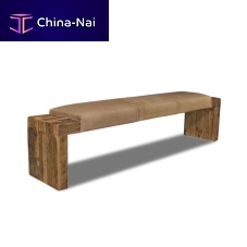 Contemporary bench TEXAS oakleatherwithout backrest