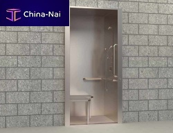 Stainless steel shower cubicle PENAL-WARE® : 1736ADA-Awith hinged doorrectangular
