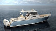 Outboard center console boat triple-enginewith cabin
