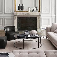 Contemporary coffee table Eliostempered glasssolid woodMDF
