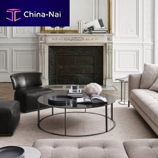 Contemporary coffee table Eliostempered glasssolid woodMDF