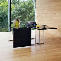 Contemporary dining table Lou Peroulacquered MDFchrome steel baserectangular